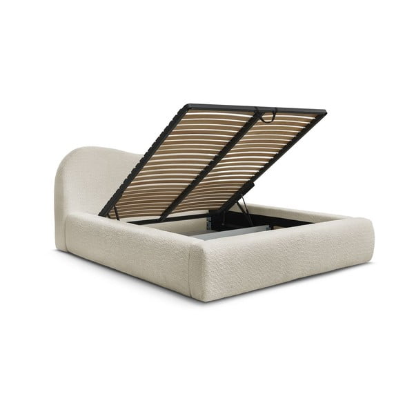 Béžová čalouněná dvoulůžková postel s úložným prostorem s roštem 180x200 cm Orlane – Bobochic Paris-image-3