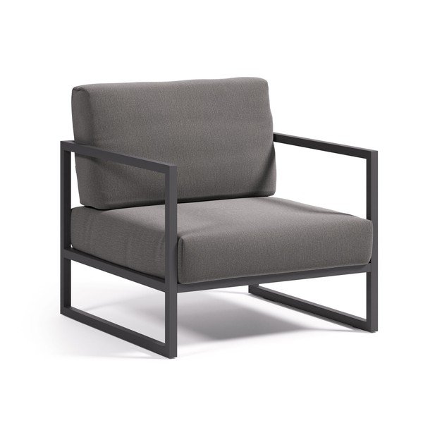 Tmavě šedé kovové zahradní křeslo Comova – Kave Home