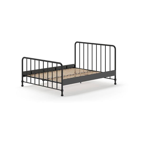 Černá kovová dvoulůžková postel s roštem 160x200 cm BRONXX – Vipack-image-2