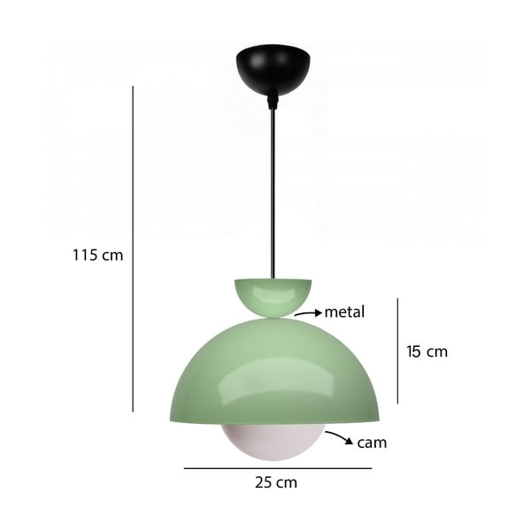 Zelené závěsné svítidlo s kovovým stínidlem ø 25 cm Arta – Opviq lights-image-2