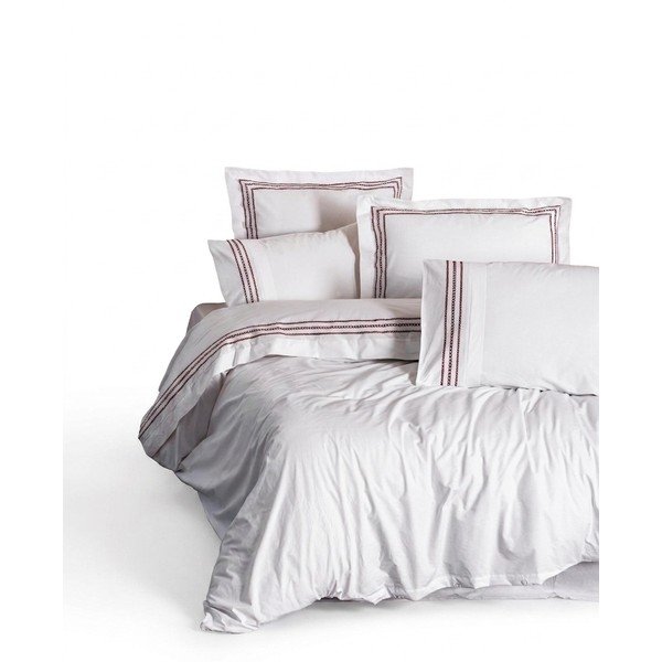Bílé povlečení na jednolůžko z bavlny Renforcé 140x200 cm Red Heritage Lines – Mila Home Luxury