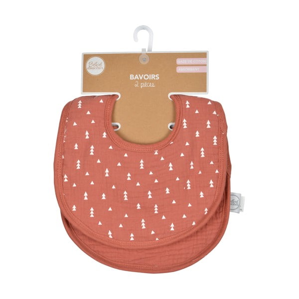 Mušelínové bryndáky v cihlové barvě v sadě 2 ks – Bébé Douceur-image-2