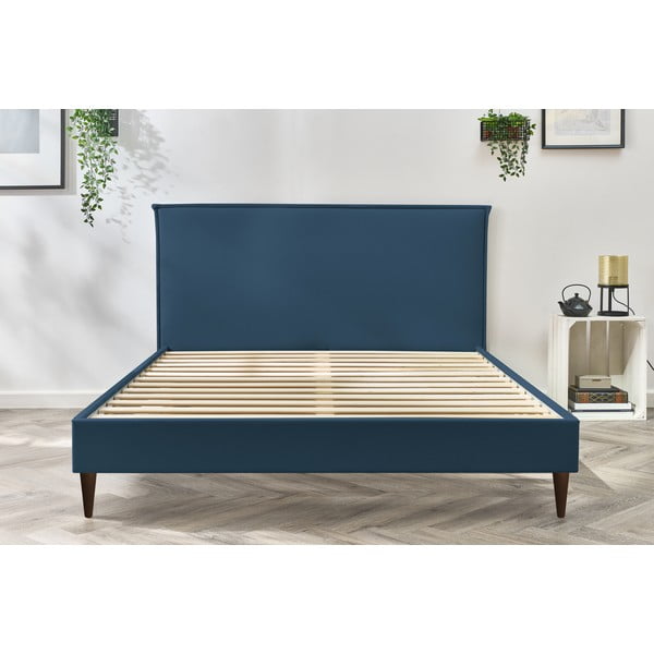 Modrá čalouněná dvoulůžková postel s roštem 180x200 cm Sary – Bobochic Paris-image-1
