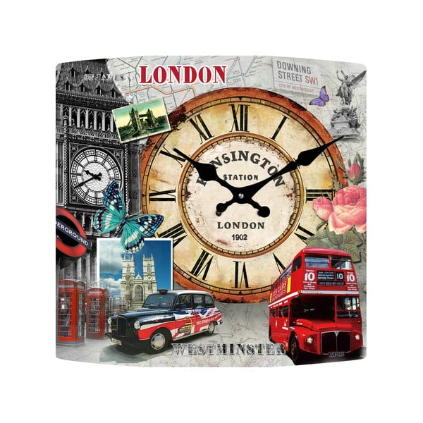 Skleněné hodiny Londýn, 34x34 cm