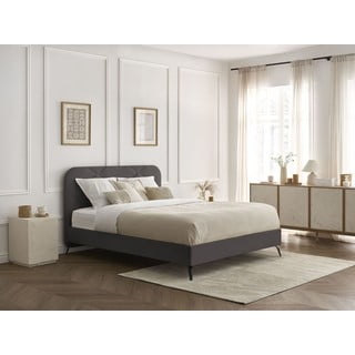 Tmavě šedá čalouněná dvoulůžková postel s roštem 140x190 cm Prune – Bobochic Paris