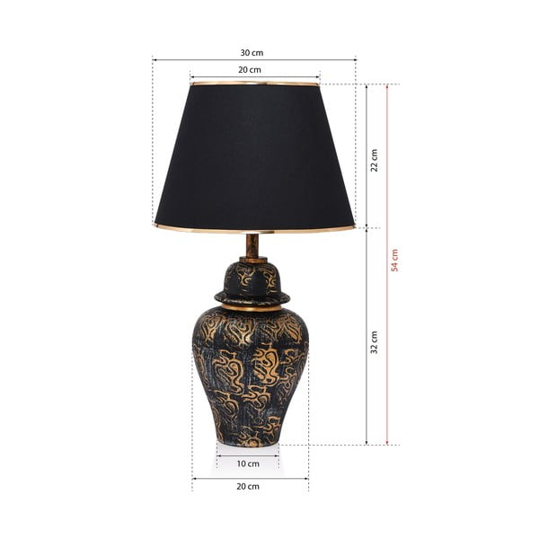 Černá stolní lampa s textilním stínidlem (výška 54 cm) Derin – Opviq lights-image-4