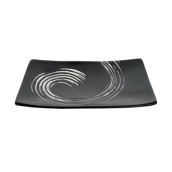 Černý obdélníkový talíř Tokyo Design Studio Maru, 20,5 x 14 cm