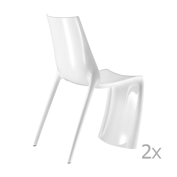 Sada 2 bílých jídelních židlí Pedrali Smart