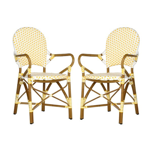 Sada 2 žluto-bílých proutěných židlí Safavieh Lisabon