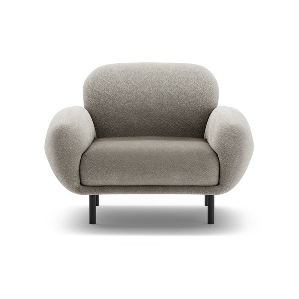 Šedé křeslo z textilie bouclé Poppy – Micadoni -image-1