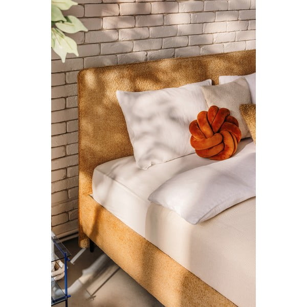 Čalouněná dvoulůžková postel s roštem 180x200 cm v hořčicové barvě Noira Slim – Bonami Selection-image-3