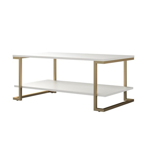 Konferenční stolek v bílo-zlaté barvě CosmoLiving by Cosmopolitan Camila, 106 x 45 cm-image-3