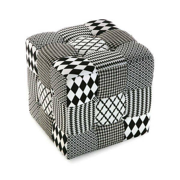 Šedý puf Versa Geometrico