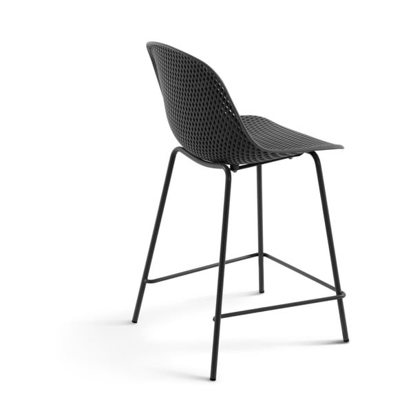 Tmavě šedá kovovo-plastová zahradní barová židle Quinby – Kave Home-image-3