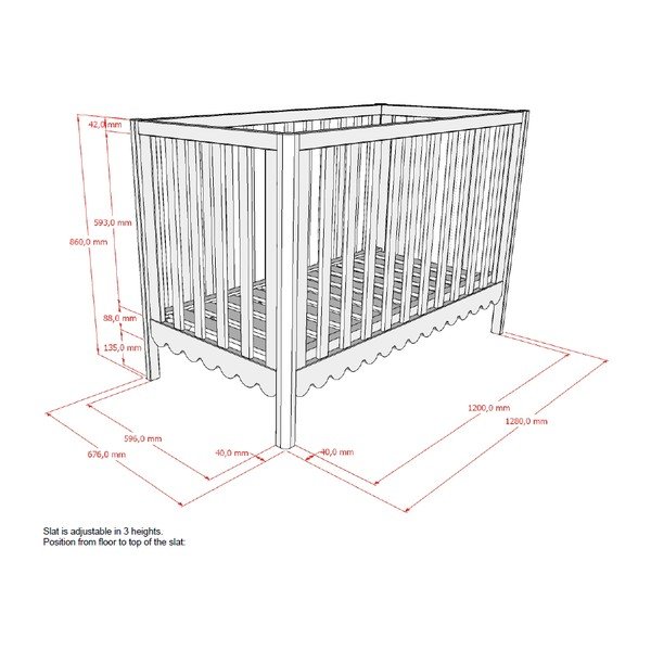 Béžová postýlka z borovicového dřeva s nastavitelnou výškou 60x120 cm Swingo – Vipack-image-3