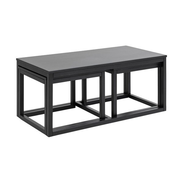 Černé konferenční stolky s deskou v dubovém dekoru v sadě 3 ks 60x120 cm Cornus – Actona-image-4