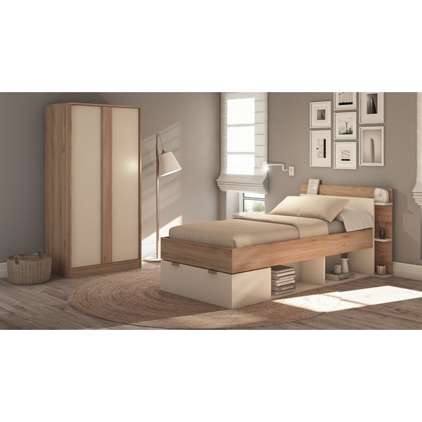 Šatní skříň v dekoru dubu v krémovo-přírodní barvě 90x180x53 cm Dennis – Marckeric-image-1