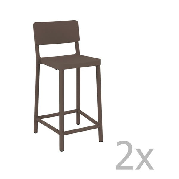 Sada 2 čokládově hnědých barových židlí vhodných do exteriéru Resol Lisboa Simple, výška 92,2 cm