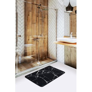 Černo-bílá koupelnová předložka s motivem mramoru Foutastic Marble, 60 x 40 cm