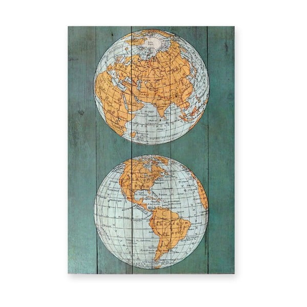 Dřevěná nástěnná dekorativní cedule Surdic Tabla The World, 40 x 60 cm