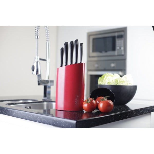 Červený stojan s pěti noži Vialli Design-image-2