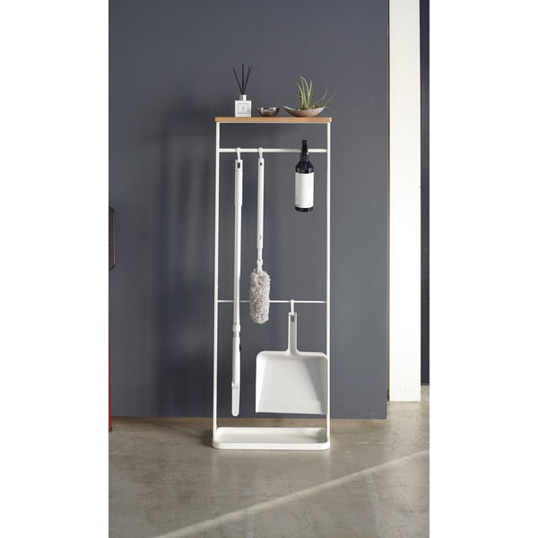 Bílý stojan na deštníky s dřevěnou policí Yamazaki Tower-image-1