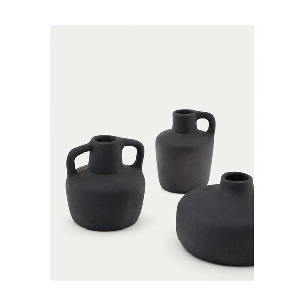 Černé terakotové vázy v sadě 3 ks (výška 6 cm) Sofra – Kave Home-image-1