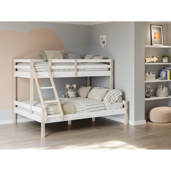 Bílá patrová dětská postel z borovicového dřeva 90x190/140x190 cm Livia – Marckeric-image-1