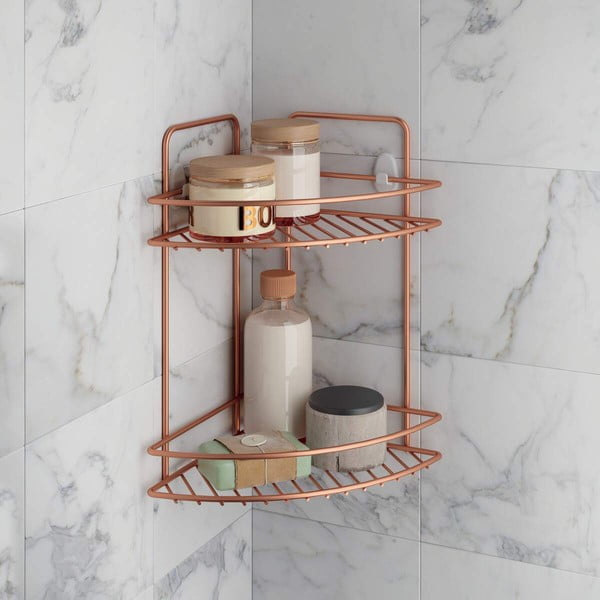 Koupelnová rohová polička s dvěmi patry Metaltex Copper-image-2