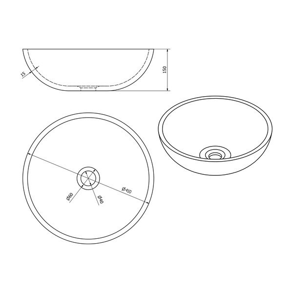 Hnědé keramické kulaté umyvadlo ø 41 cm Priori – Sapho-image-3