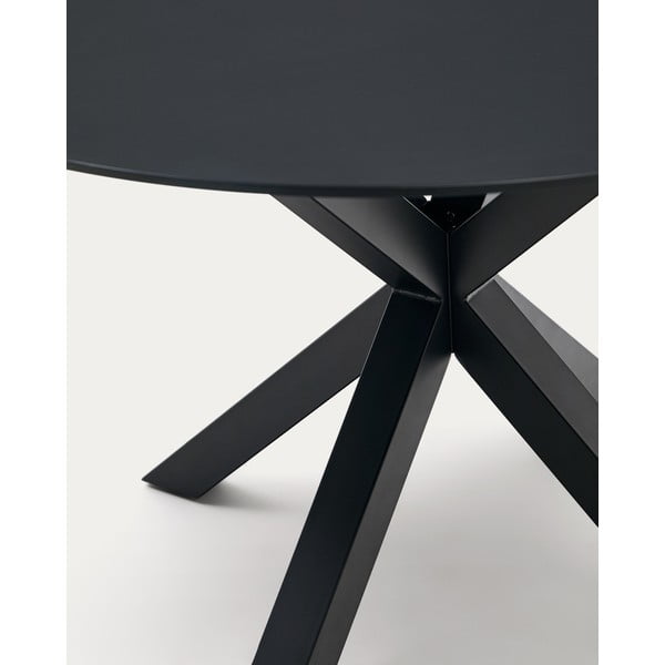 Černý kulatý jídelní stůl se skleněnou deskou ø 150 cm Argo – Kave Home-image-2