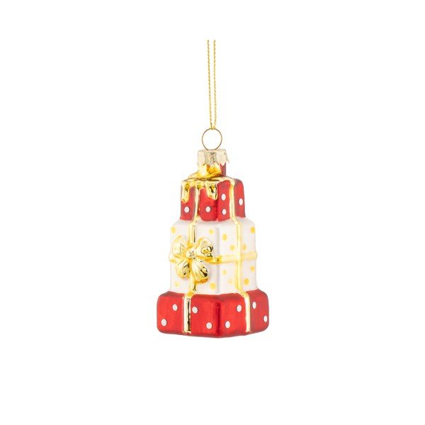 Skleněná vánoční ozdoba 4 cm Stack of Presents – Sass & Belle