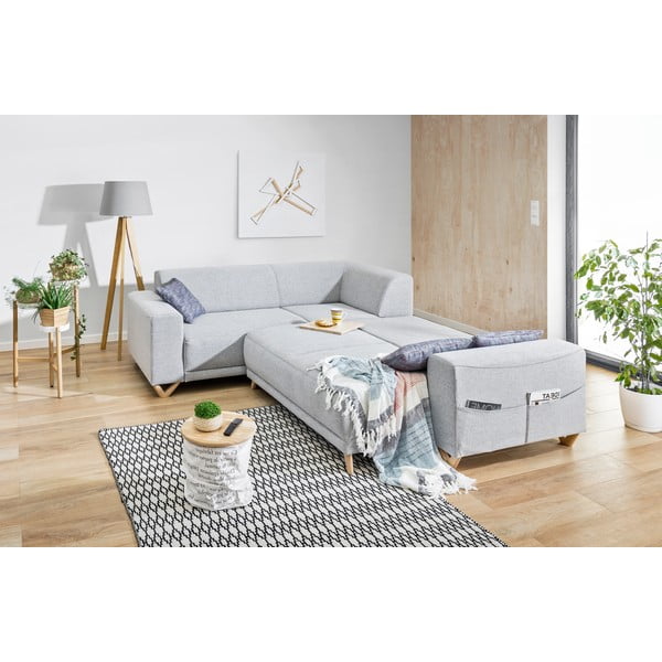 Světle šedá rozkládací/s úložným prostorem rohová pohovka (levý roh/do L) Classy Sophie – Miuform-image-4