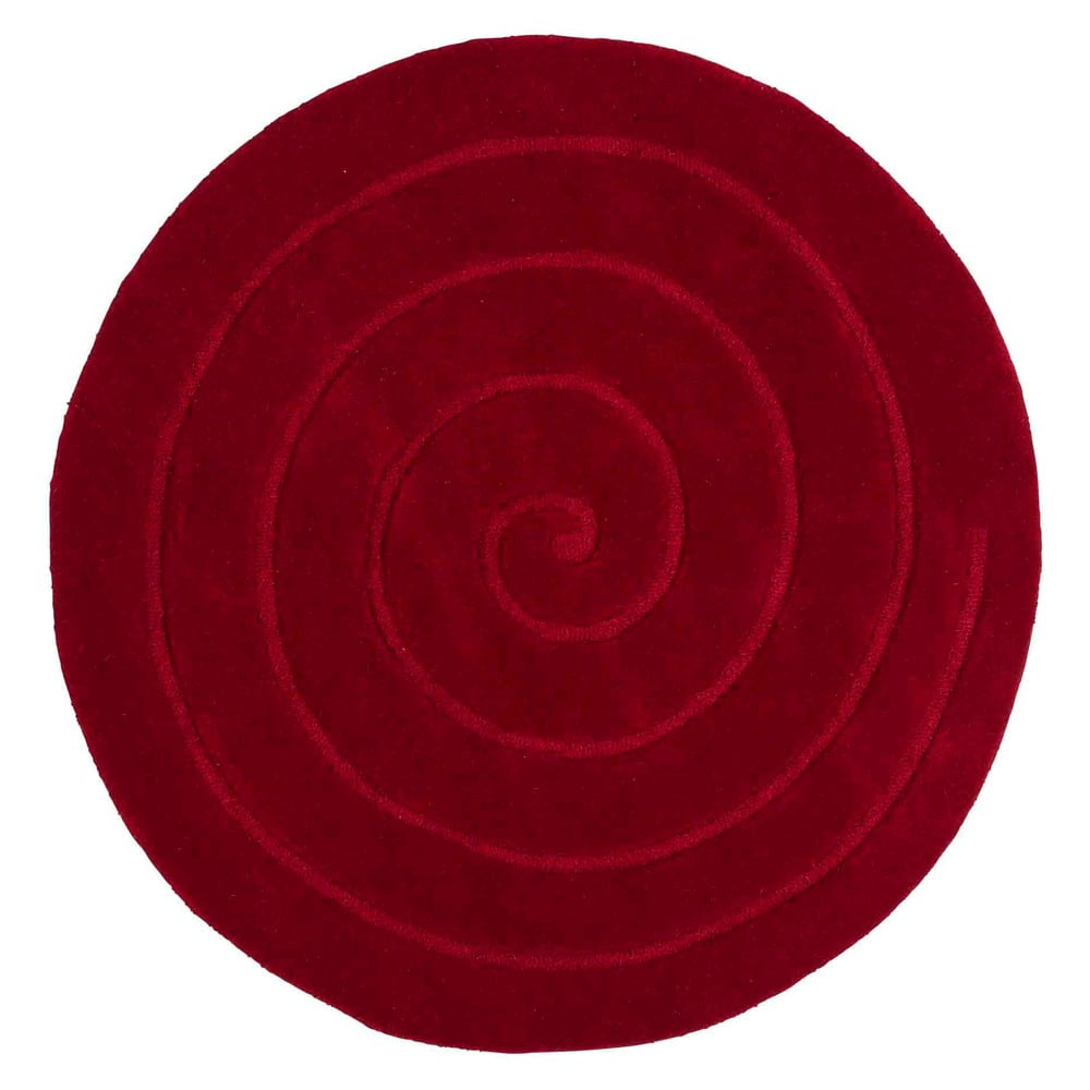 Rubínově červený vlněný koberec Think Rugs Spiral, ⌀ 140 cm