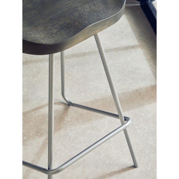 Barová stolička z jilmového dřeva ve stříbrné barvě/v přírodní barvě (výška sedáku 78 cm) District – Premier Housewares-image-3