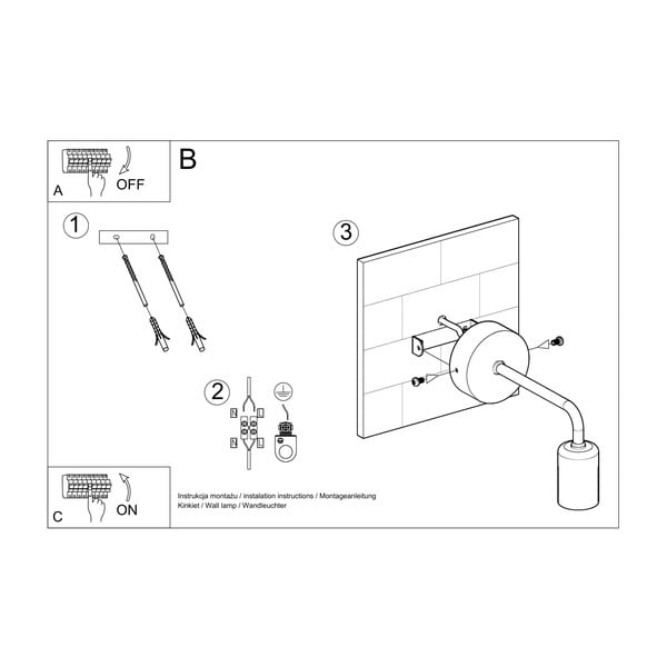 Černé nástěnné svítidlo Sollux Donato-image-4