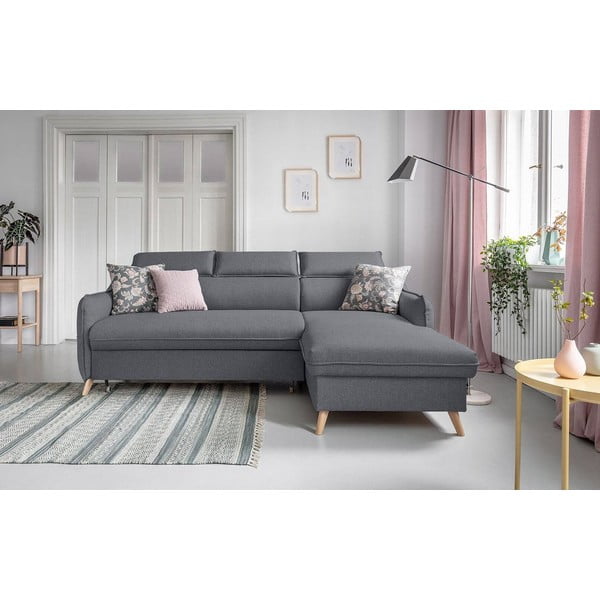 Tmavě šedá rozkládací rohová pohovka (pravý roh) Sweet Harmony – Miuform-image-3