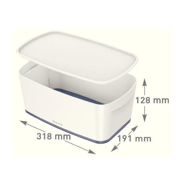 Bílo-tyrkysový úložný box s víkem Leitz Office, objem 5 l-image-4