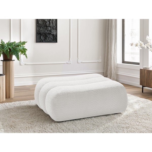 Bílá podnožka z textilie bouclé Azra – Bobochic Paris-image-1