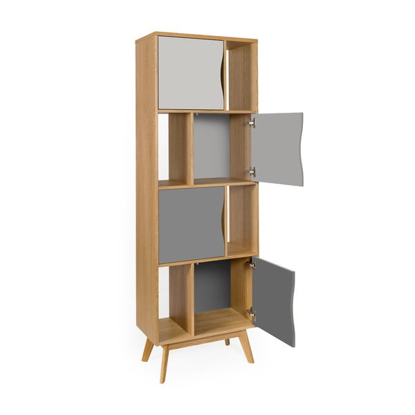 Šedá knihovna v dekoru dubu 65x191 cm Avon - Woodman-image-4