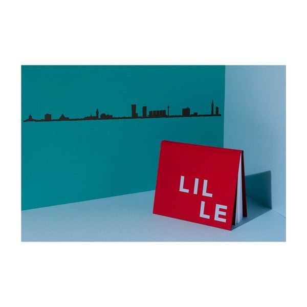 Černá nástěnná dekorace se siluetou města The Line Lille XL