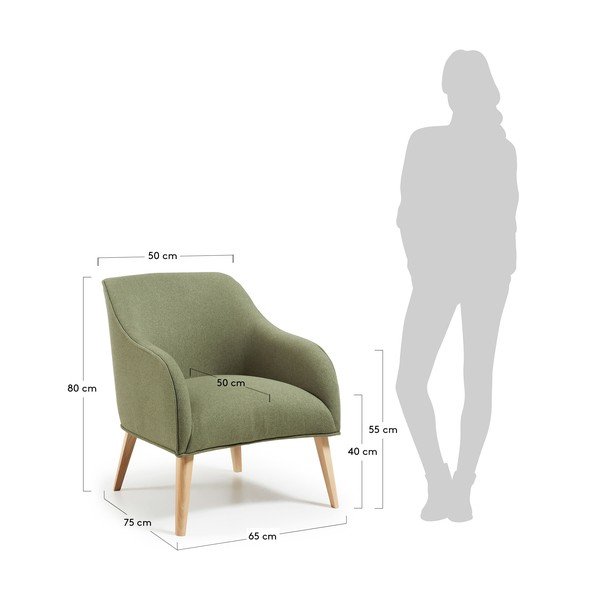 Zelené křeslo Kave Home Lobby-image-4