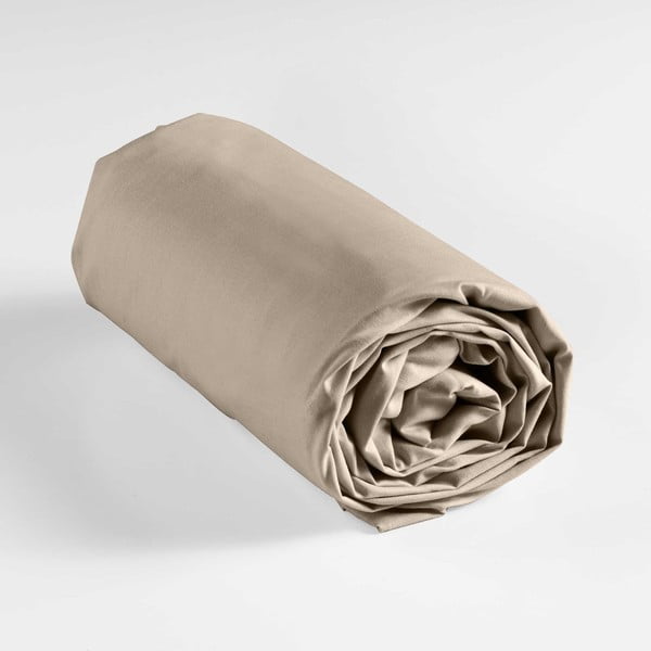 Světle hnědé napínací bavlněné prostěradlo 160x200 cm Lina – douceur d'intérieur-image-4