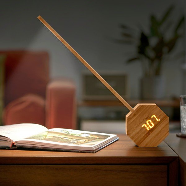 Bambusová LED stolní lampa v přírodní barvě (výška 39,5 cm) Octagon One – Gingko-image-1