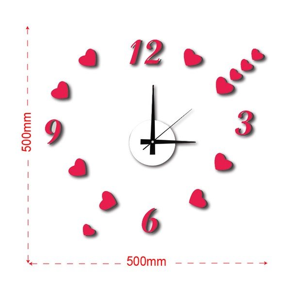 Nástěnné samolepicí hodiny Mauro Ferretti Hearts, ⌀ 50 cm-image-2