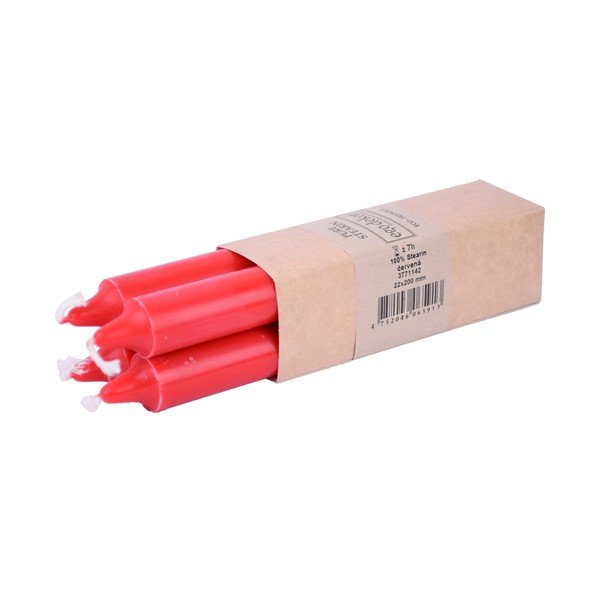 Sada 4 červených dlouhých svíček Ego Dekor ED, doba hoření 7 h-image-2