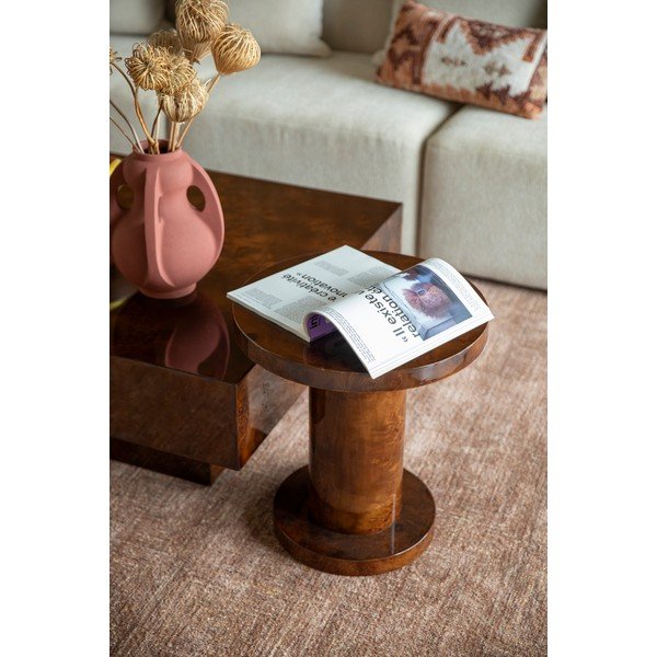 Kulatý odkládací stolek v dekoru ořechu ø 46 cm Quinn – Dutchbone-image-1