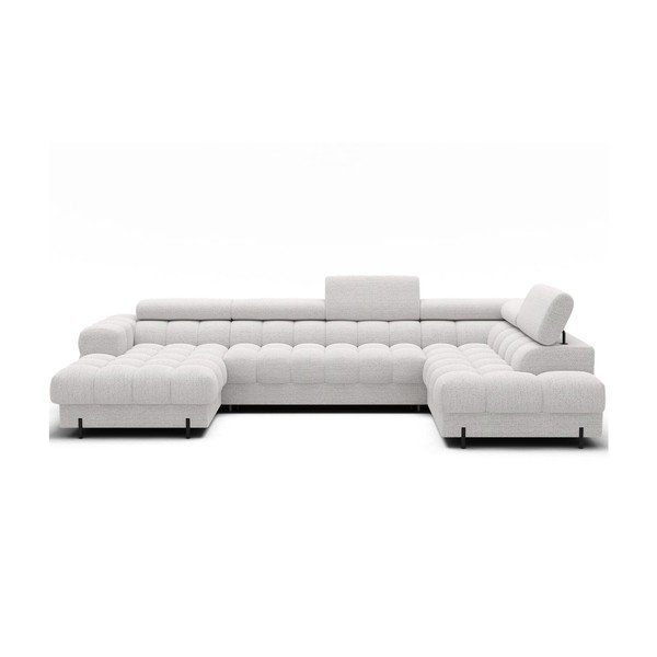 Krémová rozkládací rohová pohovka z textilie bouclé (pravý roh/do "U") Feraria – ELTAP