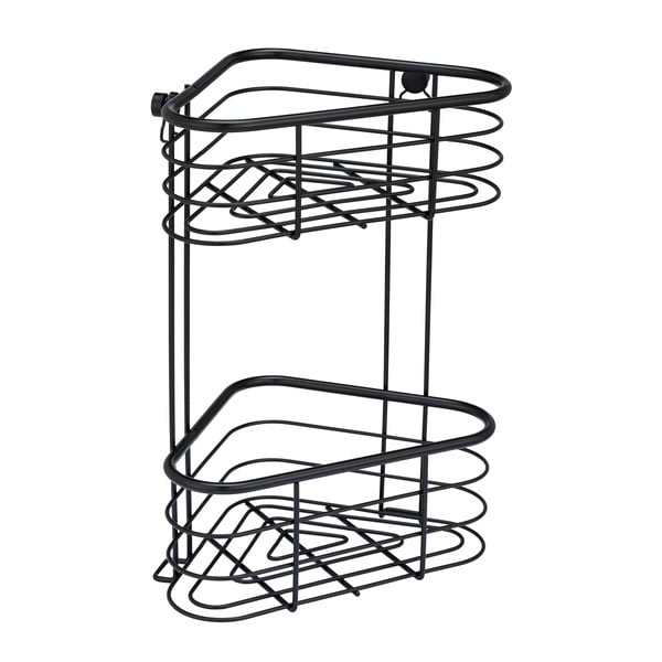 Černá rohová sprchová police Wenko Trestina, 25 x 35 cm-image-2