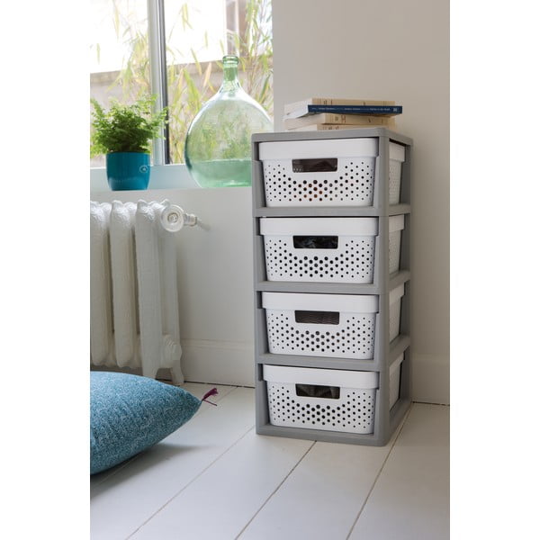 Bílo-šedý plastový pojízdný regál 29,5x65,5 cm Infinity – Curver-image-2